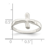 Sterling Silver Horizontal Tiny Freeform Cross Ring - QR-E5102E48-9553