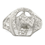 Sterling Silver Horseshoe with Horse Head Ring - QR-6ABE4F4A-1585