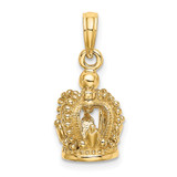 14K 3-D Polished Crown Charm
