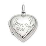 Sterling Silver I Love You Rose Heart Locket