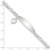 Sterling Silver ID with Heart Figaro Link Bracelet
