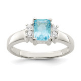 Sterling Silver Light Blue & White CZ Ring - QR-80A1E568-9449