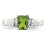 Sterling Silver Lime Green & White CZ Ring - QR-52E368AD-1154