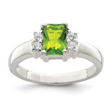 Sterling Silver Lime Green & White CZ Ring - QR-CD3F33EE-1480