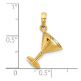 14K 3-D Polished Martini Glass Charm