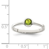 Sterling Silver Lime Green Round Bezel CZ Ring - QR-9113280F-6483