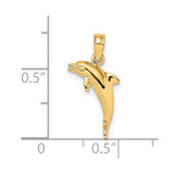 14K 3-D Polished Mini Dolphin Jumping Charm