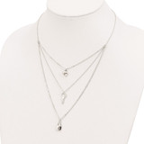 Sterling Silver Lock, Heart and Key Multi-Strand 16in Necklace