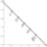 Sterling Silver LOVE 10 in Plus1 in Ext. Anklet