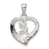 Sterling Silver Love Heart w/Flower Pendant