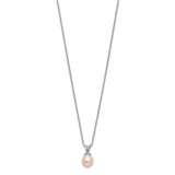 Sterling Silver Madi K Rhodium-plated 6-7mm Pink Rice Freshwater Cultured Pearl 14 inch Necklace