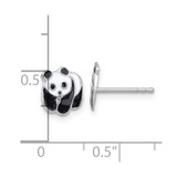 Sterling Silver Madi K Rhodium-plated Enameled Black And White Panda Childrens Post Earrings
