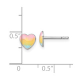 Sterling Silver Madi K Rhodium-plated Enameled Pastel Rainbow Heart Childrens Post Earrings