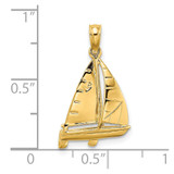 14K 3-D Polished SAILBOAT Charm - K8-7D7E2003-3253