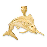 14K 3-D Polished Satin White Marlin Charm