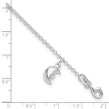 Sterling Silver Moon 10 inch Plus 1 inch ext. Anklet