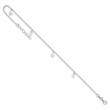 Sterling Silver Moon and Stars 9in Plus 1in Ext. Anklet