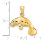 14K 3-D Polished Swimming Manatee Charm - K8-44F5D3DB-5329