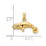 14K 3-D Polished Swimming Manatee Charm - K8-5A5F6952-9063