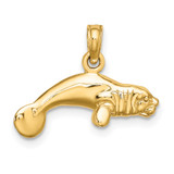 14K 3-D Polished Swimming Manatee Charm - K8-5A5F6952-9063