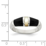 Sterling Silver Onyx & Mother of Pearl Ring - QR-64AE9EB7-4269