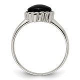 Sterling Silver Onyx Heart Ring - QR-6E6DBC19-5564