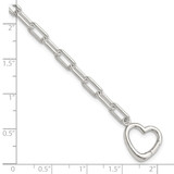 Sterling Silver Open Link 7.25in Heart Clasp Bracelet