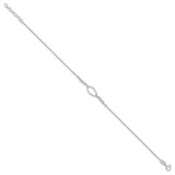Sterling Silver Oval and Beaded 10in Plus 1in ext. Anklet