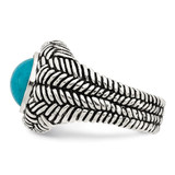 Sterling Silver Oxidized Imitation Turquoise Ring - QR-A393720F-9600