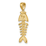 14K 3-D Polished/ Textured Fishbone Charm