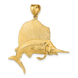 14K 3-D Polished/Satin Sailfish Charm