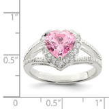 Sterling Silver Pink CZ Heart Ring - QR-4399FDB3-1067