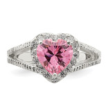Sterling Silver Pink CZ Heart Ring - QR-CA27263A-8080