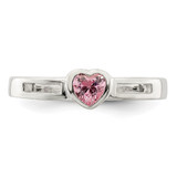 Sterling Silver Pink CZ Heart Ring - QR-D1835DD7-9396