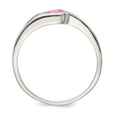Sterling Silver Pink Round Bezel CZ Ring - QR-0B270548-8757