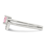 Sterling Silver Pink Trillion CZ and White CZ Ring Set - QR-685DE012-5719