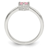 Sterling Silver Pink Trillion CZ and White CZ Ring Set - QR-8FEEEE9A-4338