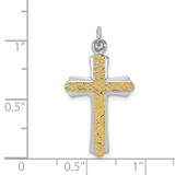 Sterling Silver Platinum-plated & 18k Gold-plated Cross Charm - QC-DFAB01CA-3679