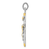 Sterling Silver Platinum-plated & 18k Gold-plated Crucifix Pendant - QC-71C1140C-8269