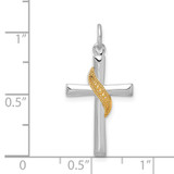 Sterling Silver Platinum-plated & Gold Tone Cross Pendant - QC-20FE5650-3295