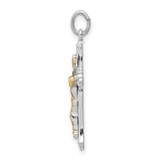 Sterling Silver Platinum-plated & Gold Tone Crucifix Pendant