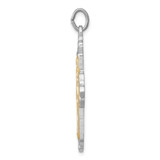 Sterling Silver Platinum-plated & Gold-tone 4-Way Medal Cross Pendant