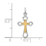 Sterling Silver Platinum-plated & Vermeil Cross Pendant