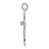 Sterling Silver Platinum-plated & Vermeil CZ Cross Pendant