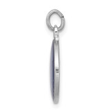 Sterling Silver Platinum-plated Blue Epoxy Angel Charm