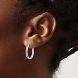 Sterling Silver Platinum-plated Diamond Mystique Hoop Earrings - QD-4D29ABEE-6943