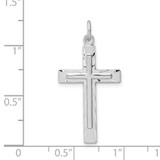 Sterling Silver Platinum-plated Diamond-Cut Cross Pendant - QC-F6468D53-6682