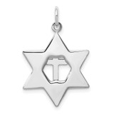 Sterling Silver Platinum-plated Gold Tone Cross Star of David Charm Pendant