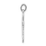 Sterling Silver Platinum-plated Green Enameled Budded Cross Charm