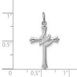Sterling Silver Platinum-plated Holy Spirit Cross with Dove Charm